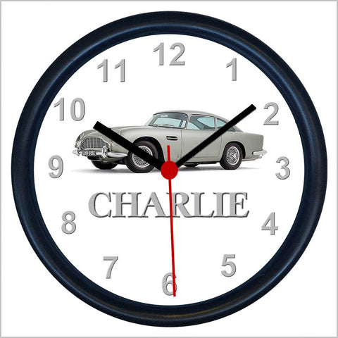 Personalised Classic Car Wall Clock for ASTON MARTIN DB5 Enthusiasts