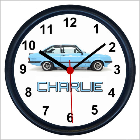 Personalised Classic Car Wall Clock for FORD ESCORT MARK 2 RS2000 Enthusiasts