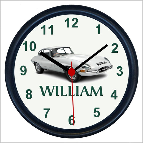 Personalised Classic Car Wall Clock for JAGUAR E TYPE Enthusiasts