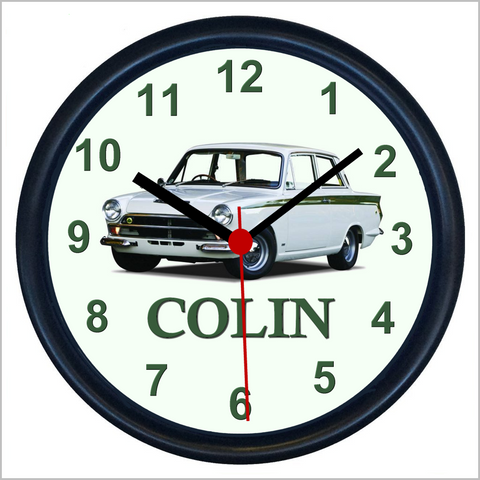 Personalised Classic Saloon Racing Car Wall Clock for FORD CORTINA MARK 1 Enthusiasts