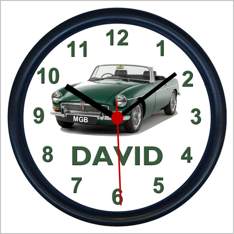 Personalised Classic Car Wall Clock for MGB ROADSTER Enthusiasts