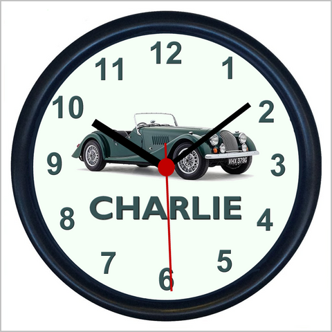Personalised Classic Car Wall Clock for MORGAN PLUS 8 ROADSTER Enthusiasts