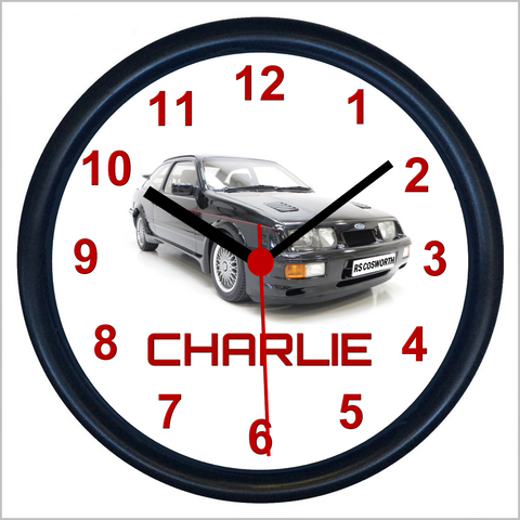 Personalised Classic Car Wall Clock for FORD SIERRA RS COSWORTH Enthusiasts