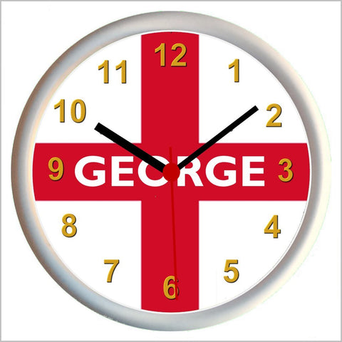 Personalised ENGLAND / ST GEORGE'S CROSS / ENGLISH FLAG Wall Clock