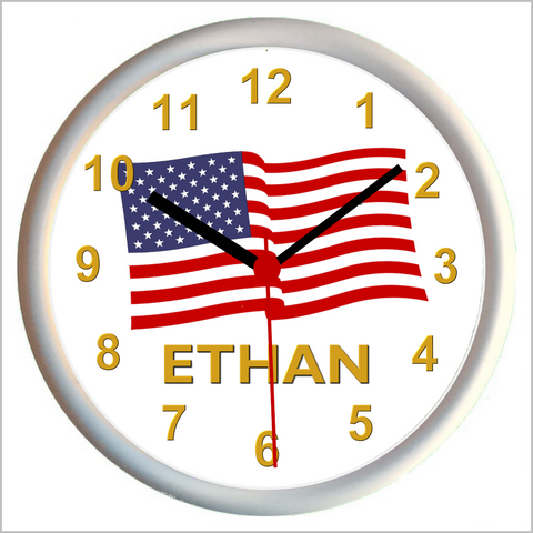 Personalised USA / STARS AND STRIPES / AMERICAN FLAG Wall Clock
