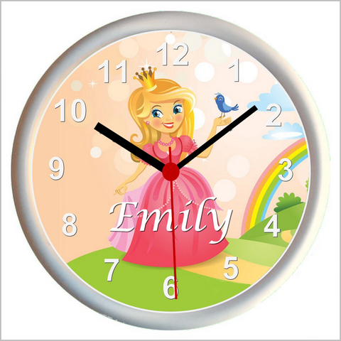 Personalised FAIRYTALE PRINCESS Girls Bedroom Wall Clock