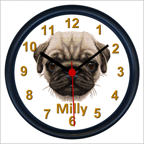 Personalised PUG DOG Wall Clock