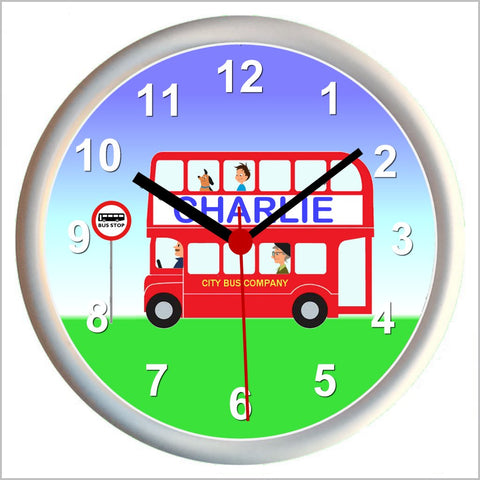 Personalised RED DOUBLE DECKER BUS Wall Clock
