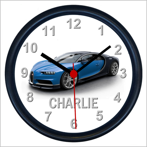 Personalised Supercar Wall Clock for BUGATTI CHIRON Enthusiasts