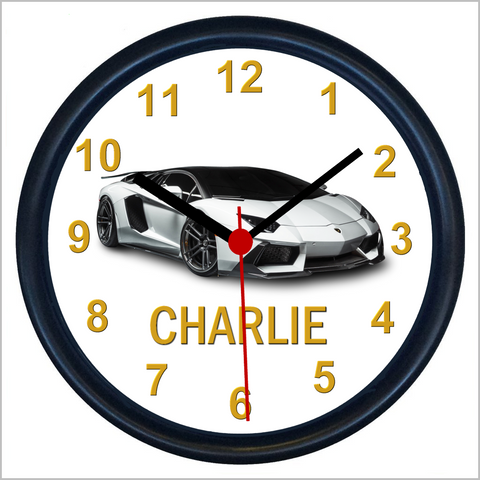 Personalised Supercar Wall Clock for LAMBORGHINI AVENTADOR Enthusiasts