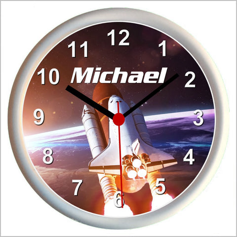 Personalised SPACE SHUTTLE AND ROCKET Wall Clock
