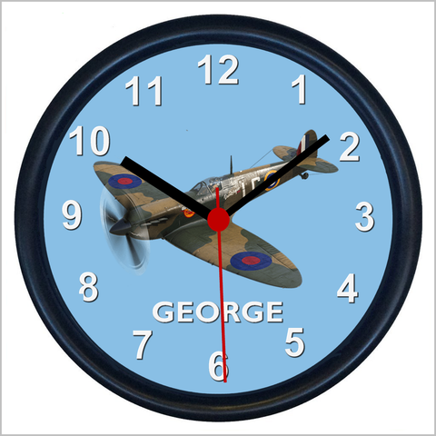 Personalised SUPERMARINE SPITFIRE World War Two Fighter Aircraft Wall Clock