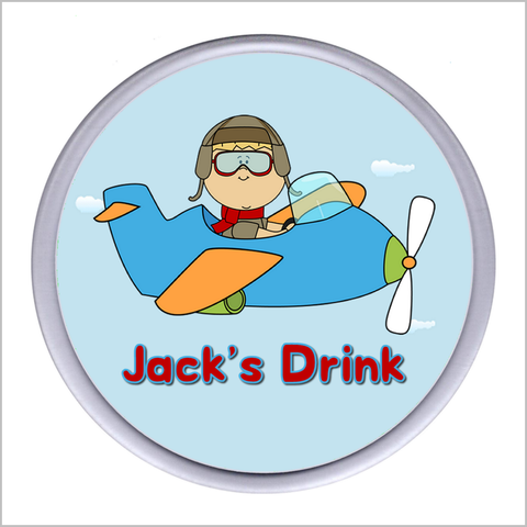 Personalised BOY FLYING AN AIRPLANE Acrylic Drinks Coaster