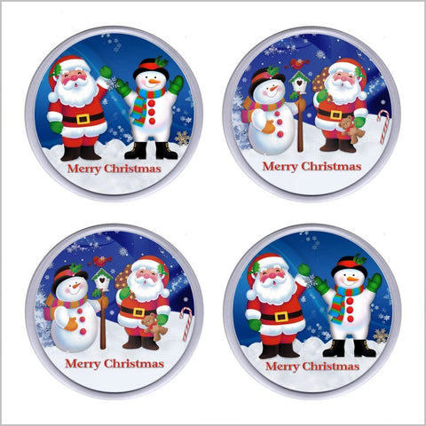 key expressions festive santa and snowman merry christmas acrylic drinks coasters set of 4 drinks mat