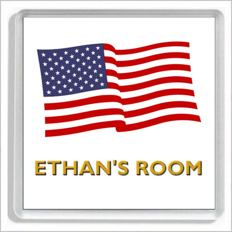 Personalised USA / STARS AND STRIPES / AMERICAN FLAG Bedroom Door Plaque