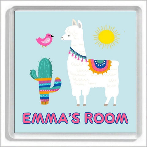 Personalised LLAMA Girls Bedroom Door Plaque