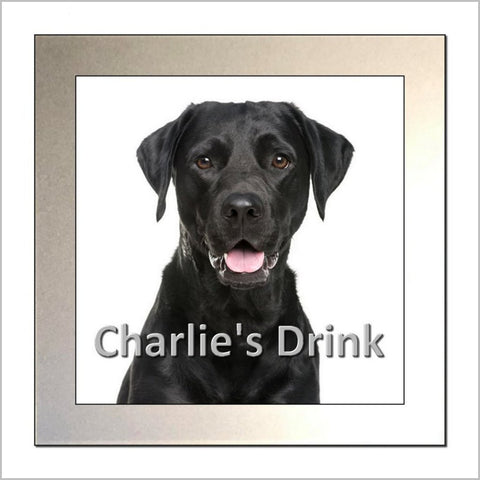 Personalised BLACK LABRADOR DOG Glass Drinks Coaster