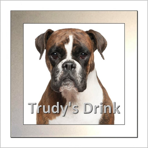 Personalised BOXER DOG Glass Drinks Coaster