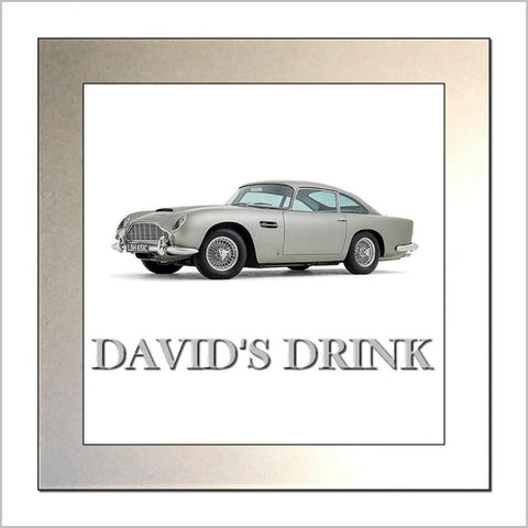 Personalised Classic Car Glass Drinks Coaster for ASTON MARTIN DB5 Enthusiasts