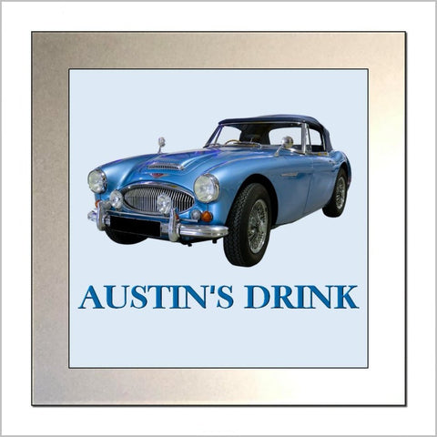 Personalised Classic Car Glass Drinks Coaster for AUSTIN HEALEY 3000 Enthusiasts