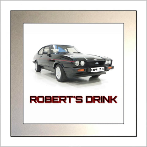 Personalised Classic Car Glass Drinks Coaster for FORD CAPRI MARK 3 2.8i SPECIAL Enthusiasts