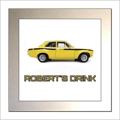 Personalised Classic Car Glass Drinks Coaster for FORD ESCORT MARK 1 MEXICO Enthusiasts