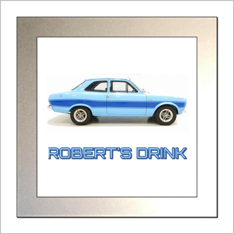 Personalised Classic Car Glass Drinks Coaster for FORD ESCORT MARK 1 RS2000 Enthusiasts