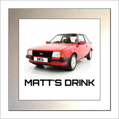 Personalised Classic Car Glass Drinks Coaster for FORD ESCORT MARK 3 XR3i Enthusiasts
