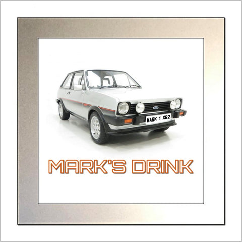 Personalised Classic Car Glass Drinks Coaster for FORD FIESTA MARK 1 XR2 Enthusiasts