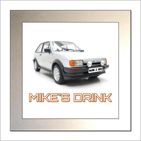 Personalised Classic Car Glass Drinks Coaster for FORD FIESTA MARK 2 XR2 Enthusiasts