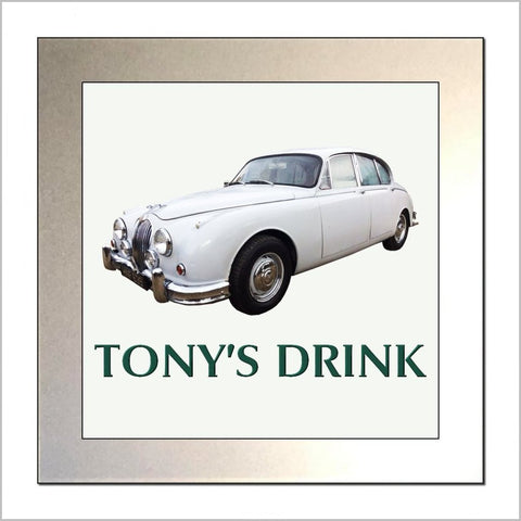 Personalised Classic Car Glass Drinks Coaster for JAGUAR MARK 2 SALOON Enthusiasts