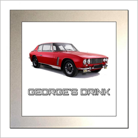 Personalised Classic Car Glass Drinks Coaster for JENSEN INTERCEPTOR Enthusiasts