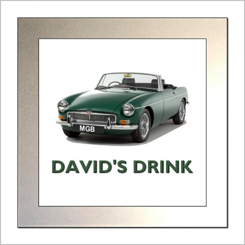Personalised Classic Car Glass Drinks Coaster for MGB ROADSTER Enthusiasts