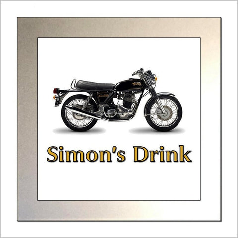 Personalised Classic Motorcycle Glass Drinks Coaster for NORTON COMMANDO Enthusiasts