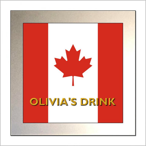 Personalised CANADA / THE MAPLE LEAF / CANADIAN FLAG Glass Drinks Coaster