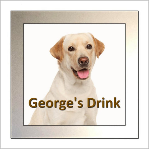 Personalised GOLDEN LABRADOR DOG Glass Drinks Coaster