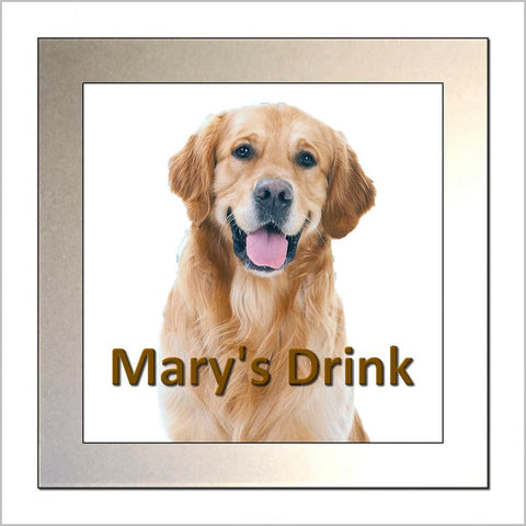 Personalised GOLDEN RETRIEVER DOG Glass Drinks Coaster