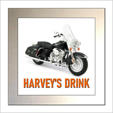 Personalised Classic Motorcycle Glass Drinks Coaster for HARLEY DAVIDSON ROAD KING Enthusiasts
