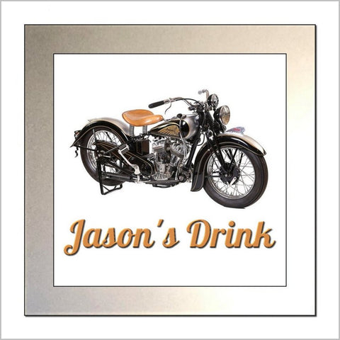 Personalised Classic Motorcycle Glass Drinks Coaster for INDIAN SCOUT 101 Enthusiasts