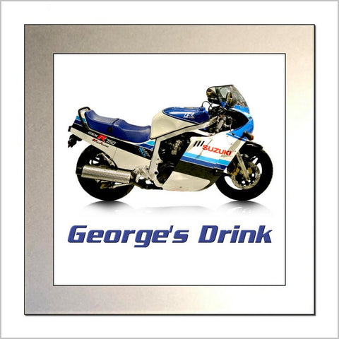 Personalised Classic Motorcycle Glass Drinks Coaster for SUZUKI GSXR750 Enthusiasts