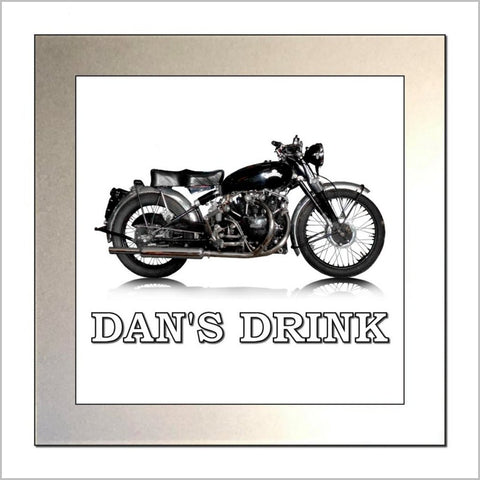 Personalised Classic Motorcycle Glass Drinks Coaster for VINCENT BLACK SHADOW Enthusiasts