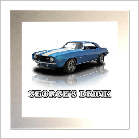 Personalised American Muscle Car Glass Drinks Coaster for CHEVROLET CAMARO Enthusiasts