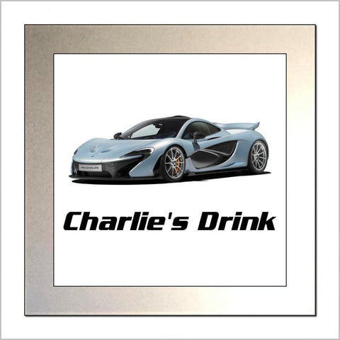 Personalised Supercar Glass Drinks Coaster for McLAREN P1 Enthusiasts