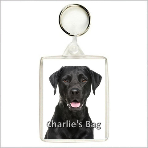 Personalised BLACK LABRADOR DOG Keyring / Bag Tag