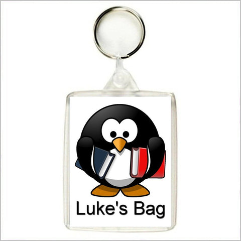 Personalised BOOKWORM PENGUIN Keyring / Bag Tag