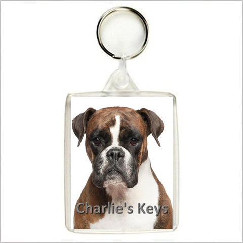 Personalised BOXER DOG Keyring / Bag Tag