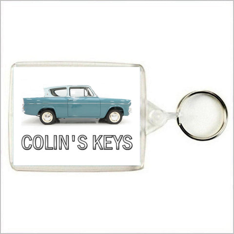 Personalised Classic Car Keyring / Bag Tag for FORD ANGLIA 105E DELUXE Enthusiasts
