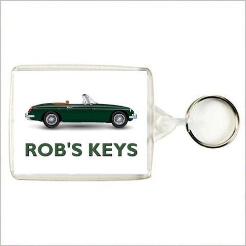 Personalised Classic Car Keyring / Bag Tag for MGB ROADSTER Enthusiasts