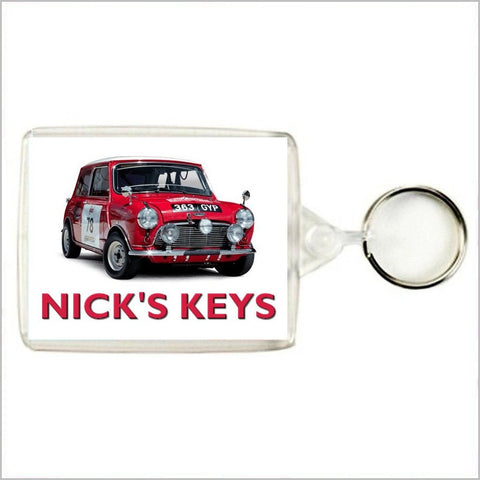 Personalised Classic Car Keyring / Bag Tag for MONTE CARLO RALLY SPEC MINI COOPER S Enthusiasts