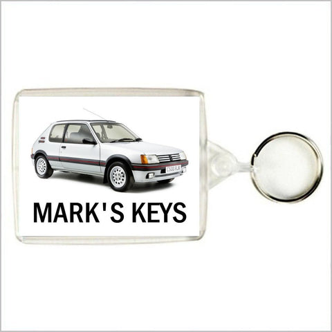 Personalised Classic Vehicle Keyring / Bag Tag for PEUGEOT 205 1.9 GTI Enthusiasts